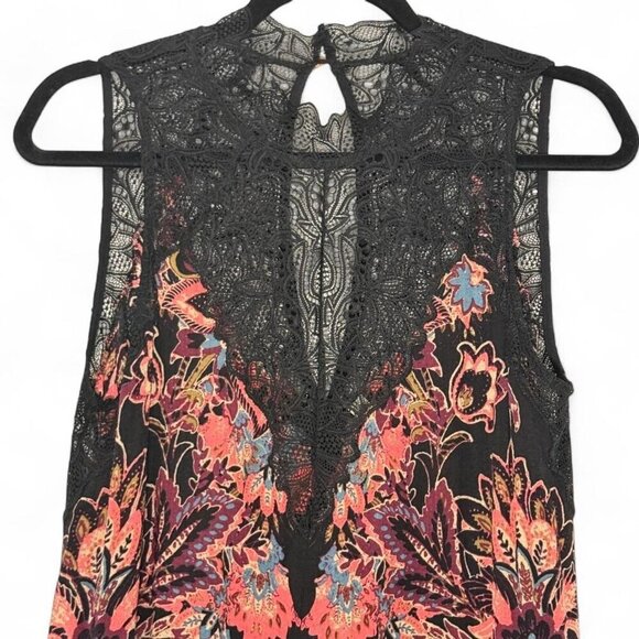 Free People Women's Dress Lace Detail Marsha Printed Slip Black Combo Size XS - Picture 7 of 10